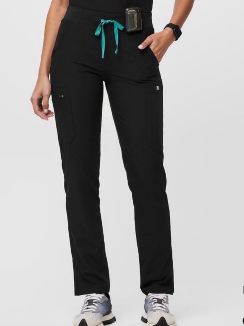 Black Women’s Drawstring Cargo Scrub Pants